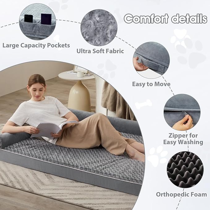 BFPETHOME Dog Beds for Large Dogs Orthopedic Dog Bed for Medium Large DogsBig Waterproof Couch Pet Bed with Removable Washable Cover