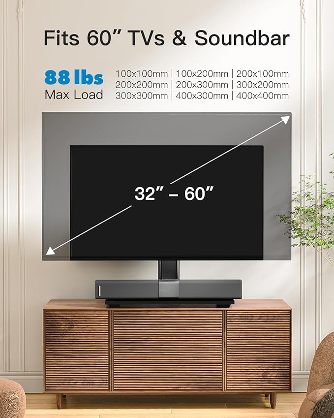 PERLESMITH Universal TV Stand Legs for 32-60 inch TVs Table Top TV Stand up to 88 lbs Height Adjustable Television TV Mount Universal TV Leg Base for Living Room &amp Bedroom VESA 400x400mm PSTVS