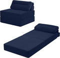 MeMoreCool Folding Sofa Bed Single – Convertible Sleeper Chair with Pillow Navy | Foldable Mattress Back Support Portable Fold Out Chair Bed Comfy Floor Sofa Lounge for Living Room Bedroom