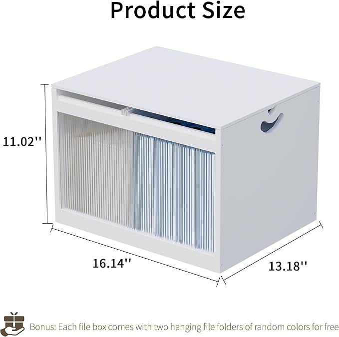 White Bamboo Acrylic File Box with Hanging Folders Letter/Legal Size Dustproof Home Office File Organizer