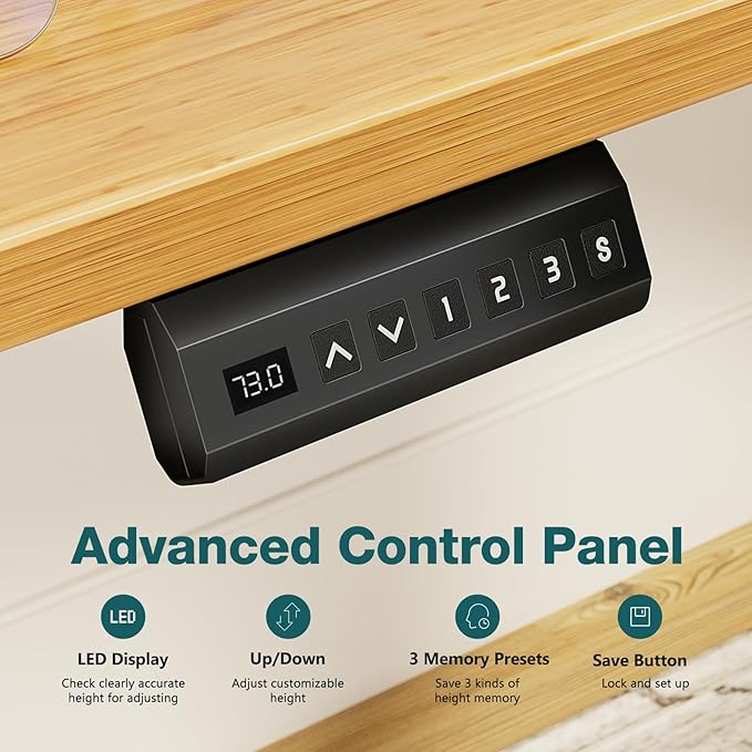 Electric Standing Desk Adjustable Height Stand up Desk 24x48 Inches Sit Stand Home Office Desk with Cable Management 3 Memory Preset Adjustable Height Desk Computer Home Office Desk Natural
