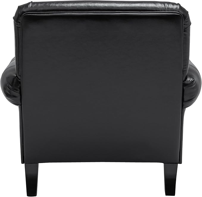 Accent Chair22.4 Seat Depth Armchair with Roll Arms36.6W*34.3D*34.6H Living Room ChairWood LegsSet of 1Faux Leather in Black
