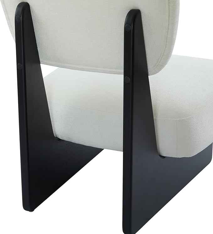 GDFStudio Upholstered Armless Accent Chairs Set of 2 Modern Side Chair Minimalist Leisure Chair with Backrest White Cusion for Living Room Bedroom Reading Room Black Slid Wood Base