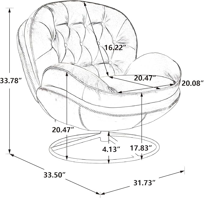 i-POOK Velvet Swivel Chair with Matching Swivel Ottoman Modern Upholstered Accent Chair with Round Black Metal Base and Backrest for Bedroom Living Room and Apartment Gray