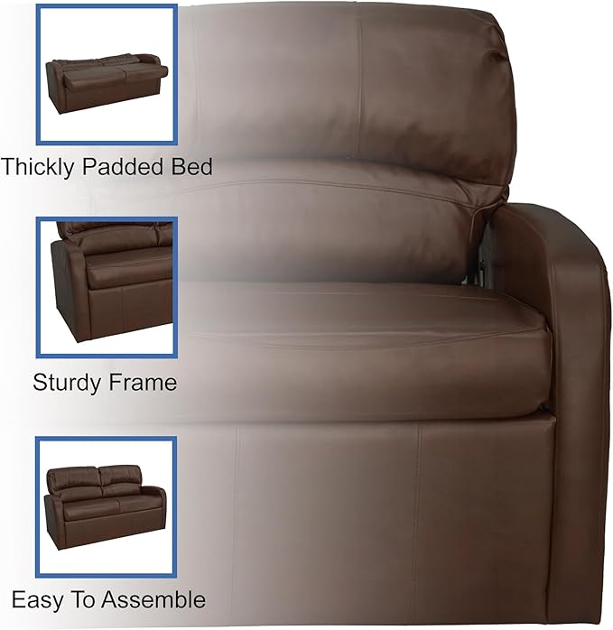 RecPro Charles 65 Jack Knife RV Sleeper Sofa with Arms | RV Furniture | Zero Wall Hugger (Mahogany)
