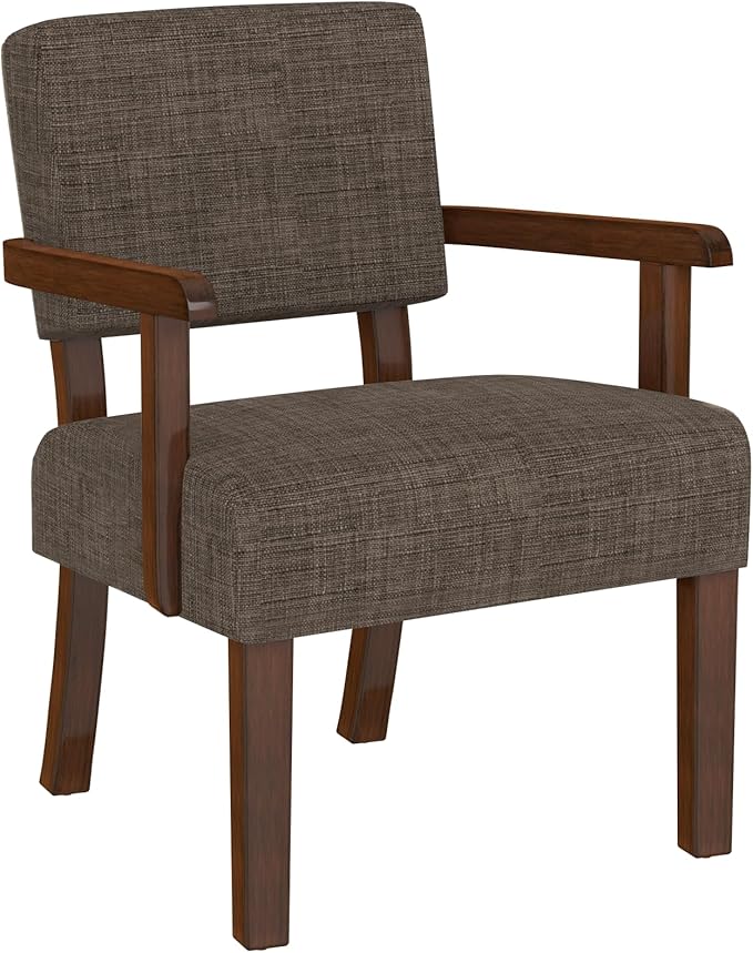 Mid Century Modern Accent ChairArmchairs with Solid Wood Frame and LegsUpholstered Reading Leisure Chair for Living RoomBedroomOfficeWaiting Room (Brown)