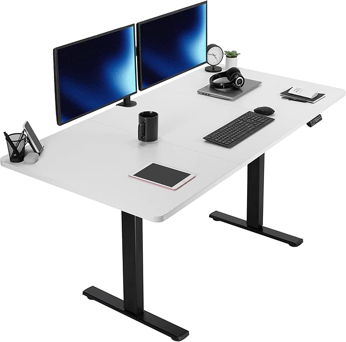 VIVO Electric 71 x 36 in Standing Desk Memory Height Adjustment 1B Series Holds 220 lbs White Top Black Frame DESK-KIT-1B7W-36