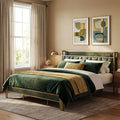 LIKIMIO California King Bed Frame Storage Headboard with Charging Station Solid and Stable Noise Free No Box Spring Needed Easy Assembly (Dark Green)