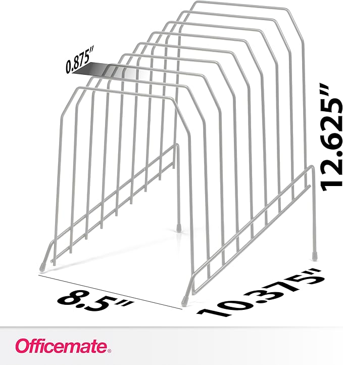 Officemate Large Incline Sorter 8 Compartment Wire 8.5 x 10.375 x 12.625 Inches Black (252120) (Pack of 6)