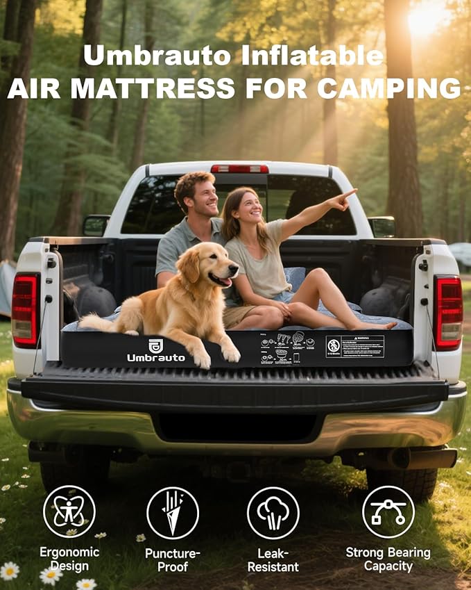 Umbrauto Inflatable Truck Bed Air Mattress for Full Size Short Truck Beds 5.5-5.8ft with Pump &amp Carry Bag. Perfect for Outdoor Adventures