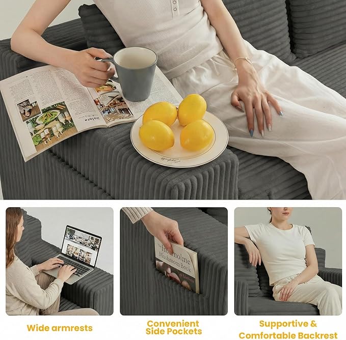 Boneless Couch Sleeper Sofa Bed: 3-in-1 Convertible Sofa Bed with Side Pockets &amp HandlePull Out Couch with 3 PillowsFolding Futon for Small SpaceLiving Room &amp Bedroom