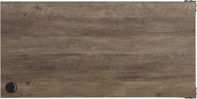 Rustic Oak Computer Writing Work Study Desk with Sliding Barn Door Office Table for Study and Home Office