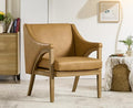 EALSON Modern Accent Chair Comfy Leather Living Room Chair with Wooden Frame and Armrest Mid Century Upholstered Reading Lounge Armchair for Living Room/Bedroom/Reading/Balcony Brown