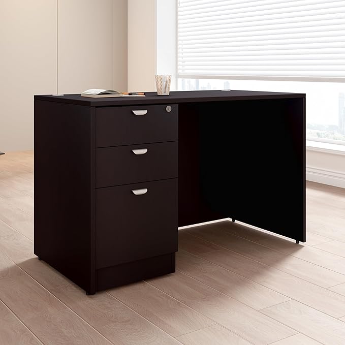 Boss Office Products 48 x 24 Desk with File Pedestal Mocha