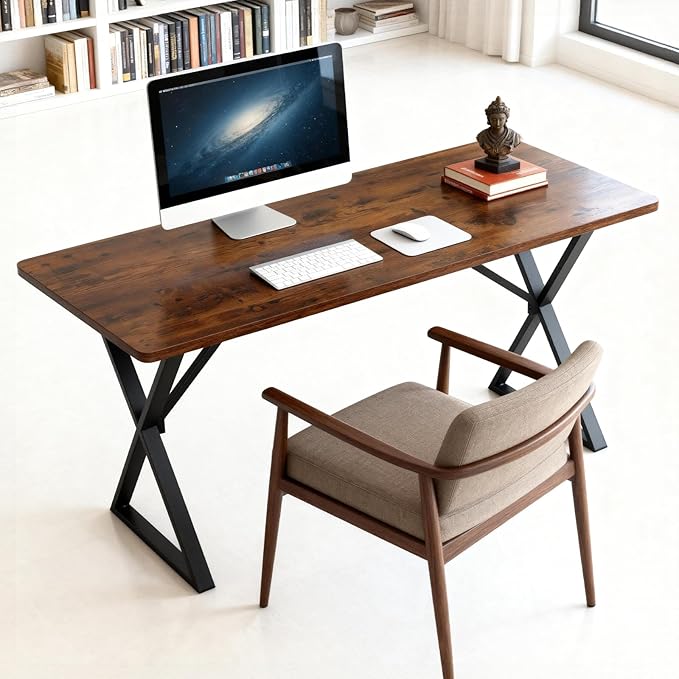 Heavy Duty Office Desk Industrial Grade Computer Desk with 1 Thick Desktop &amp 1 mm Reinforced Metal Frame Sturdy Workstation for Home Office Gaming Dorm 47.2 W x 23.7 D x 29 H