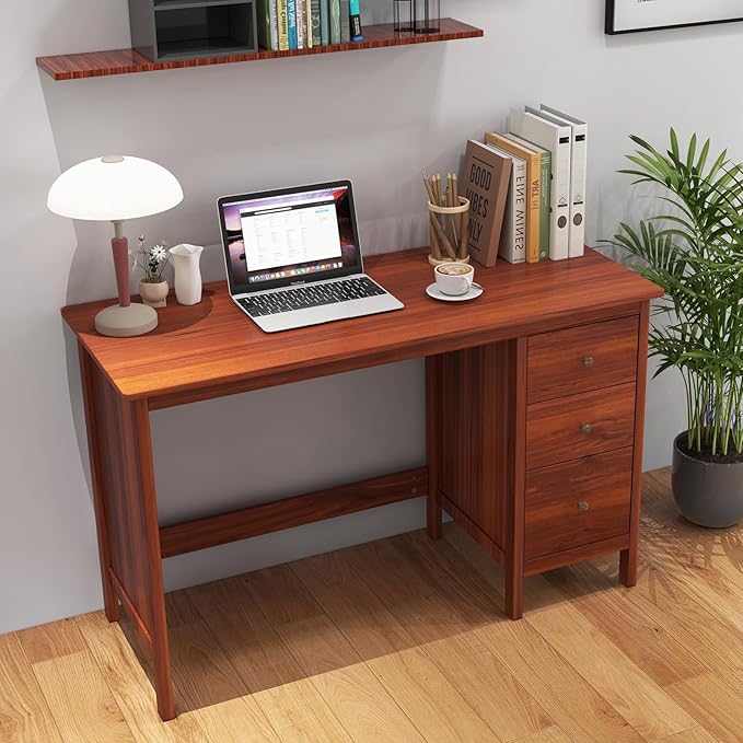 Computer Desk with Drawers 48’’ x 20’’ x 29.5’’ Home Office Computer Workstation Modern Executive Desks Teens Writing Study Table Laptop Desk for Bedroom Study Small Space (Brown)