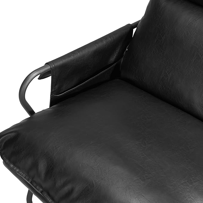 Zuo Halaus Accent Chair Black Black Accent Chair Modern Style Faux Leather Plush and Durable Faux Leather Fabric Plywood Indoor Living 26.6 W x 36.2 D x 37.8 H Non-Stackable