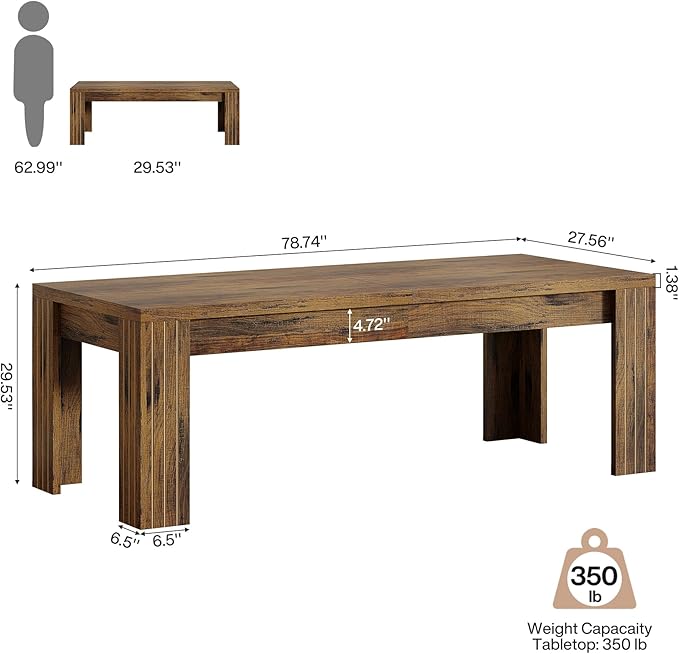 Tribesigns 78.7-Inch Extra Long Computer Desk Two Person Desk Double Gaming Desk for 2 People Workstaion for Home Office Dark Brown