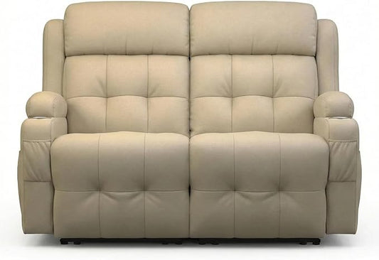 Reclining Loveseat Wall-Hugger Loveseat Recliner Design with USB/Type C Charging &amp Storage &amp Cupholder Pebble-Weave Fabric Recliner Sofa Couch for Living Room Home Theater &amp RV Use