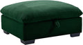 Corduroy Square Storage Ottoman with Removable Cushions 36.6 Inch Corduroy Fabric Cloud Ottoman Footrest for Modular Sofa Living Room Furniture Easy Assembly Green