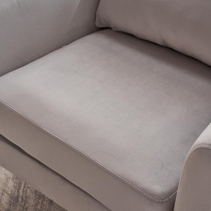 Accent Chair Light Gray Chair with Ottoman Comfy ArmChair Footrest Set Comfortable Living Room Chairs Club Tub Sofa Chair for Reading Room Lazy Chair with Ottoman Accent Lounge Chair with Footstool