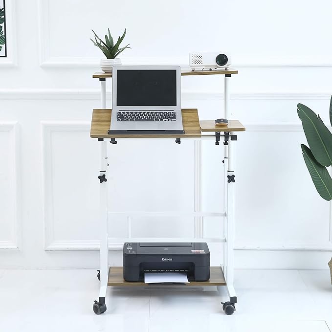 UNICOO Portable Standing Desk on Wheels Height Adjustable Mobile Workstation Versatile for Home Office Rolling Sit to Stand Design Ergonomic - (U101-AO)