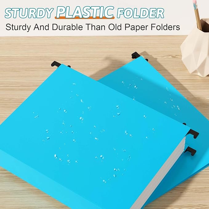 Plastic Hanging File Folder Extra Capacity12 Pack Reinforced Hang Folders with Heavy Duty 2 Inch ExpansionFiling Cabinet Folders Letter SizeHanging Organizer Designed for Bulky Files(Blue)