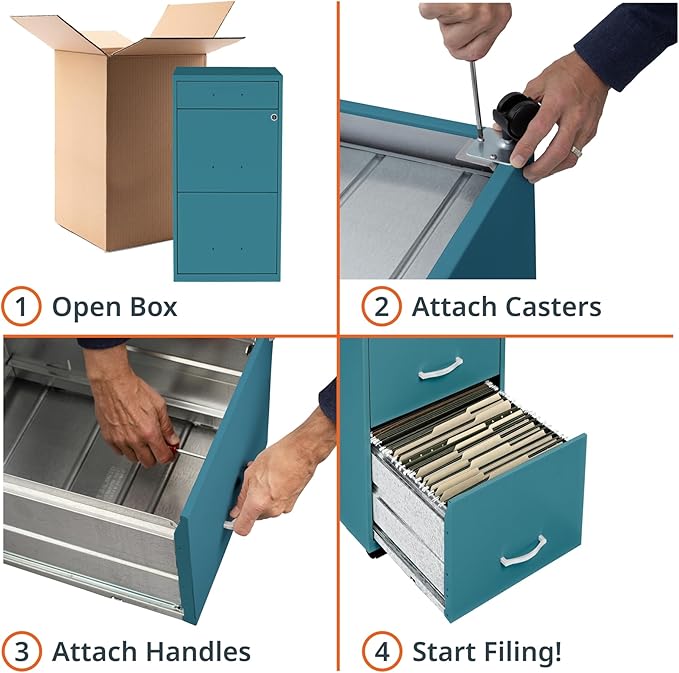 Lorell LYS SOHO Box/File/File Teal Mobile Cabinet 3 Drawer