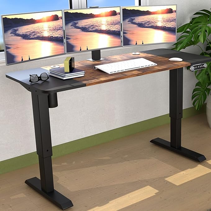 55” Adjustable Standing Desk – Electric Sit Stand Desk with Smooth Motor Memory Presets &amp Large Desktop for Home Office