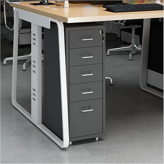 HASMI Filing Cabinet Slim File Cabinet with Lock 5 Drawer Metal Mobile Filing Cabinet for Legal/Letter/A4 Size Home Office Storage Cabinet Storage Cabinet (Color : Gris) yuqing2022