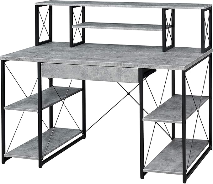 All-Purpose Gray Writing Desk - Compact Computer Desk for Home Office