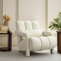 Christopher Knight Home Smyth Modern Armchair Upholstered Accent ChairMinimalist Lounge Chair Cozy Seating ChairBedroom Chairwith Linen Fabric and a Pillow Beige