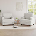 Furniliving Modern Oversized Accent Sofa Chair Set of 2 Comfortable Living Room Lounge Armchair with Storage Armrest Upholstered Reading Gaming Chair for Apartment Living Room Bedroom White