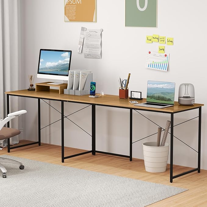 Giantex L Shaped Computer Desk 59 Inch Reversible Corner Desk with Power Outlet and USB Ports &amp Monitor Stand Wooden Writing Desk Gaming Table for Home Office Room Small Space (Natural)