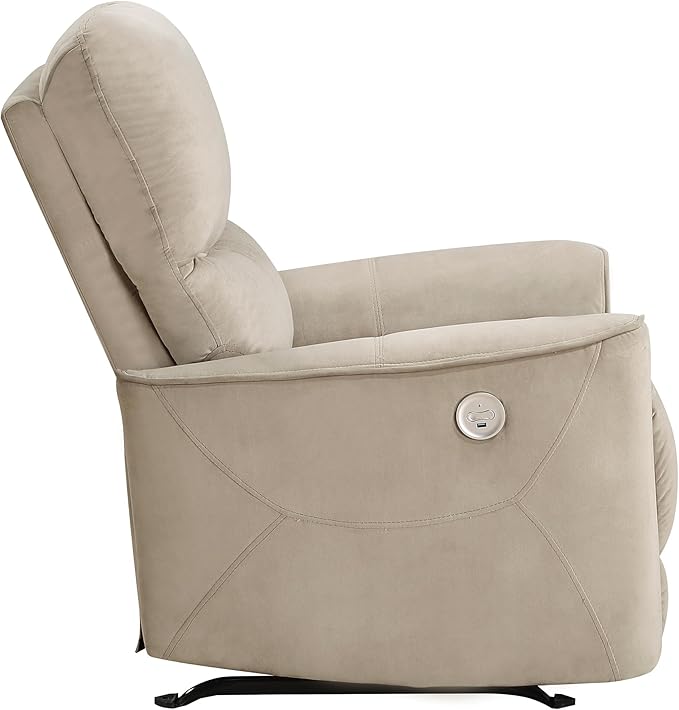 Lexicon Power Recliner Chair Living Room Velvet Reclining Sofa Chair Home Theater Seating Power Rocker Recliner Sofa Chair for Living Room/Office/Apartment Light Brown