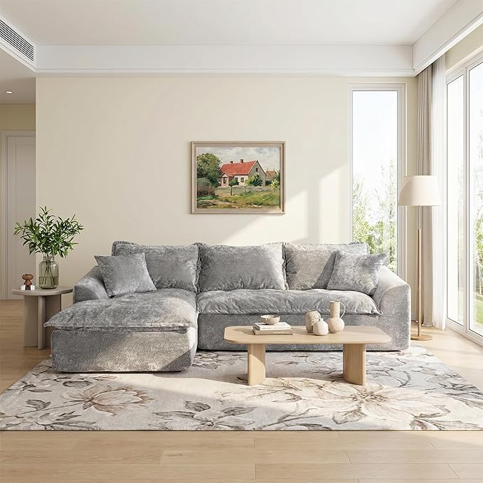 103”Modular Sectional SofaUpholstered Boneless Couch for Living Room BedroomModern Modular L-Shaped Chaise CouchCloud Sectional Sofa with Deep Seat (Light GrayLeft Facing Chaise)