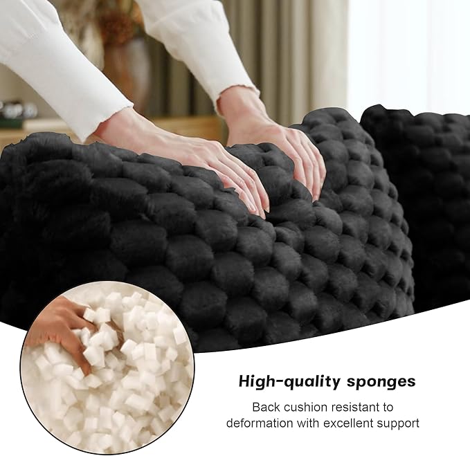 114 Modern U-Shaped Modular Sectional Sofa for Living RoomFlannelette Fabric Boneless SofaOversized 3-Seater Couch with Movable OttomanBuckle ConnectionAnti-Slip DesignNo Assembly