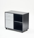 Generic 32'' Wide 3 Drawer Mobile Lateral Filing CabinetBlack Oak and Grey File Cabinet with Printer Stand for Home Office