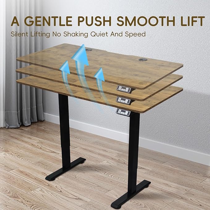 Electric Standing Desk Adjustable Height Stand up Desk Sit Stand Home Office Workstation with Splice Board (Rustic Brown 55)