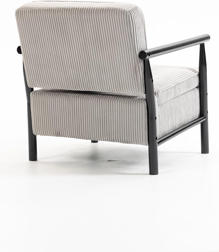 Yoglad Accent Chair with Storage Corduroy Fabric Reading Chair with Wood Frame Mid Century Modern Storage Armchair for Living Room Bedroom Apartment(Antique Grey)