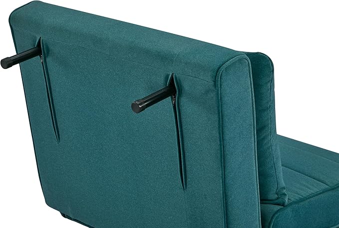 31 Convertible Sleeper Chair 3-in-1 Foldable Chair Bed with Pillow 3-Position Adjustable Backrest Single Sofa Bed for Apartment Office Peacock Blue