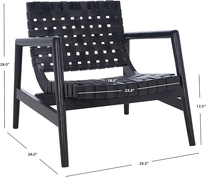 SAFAVIEH Home Collection Bellona Black Leather Woven Accent Chair (Fully Assembled)