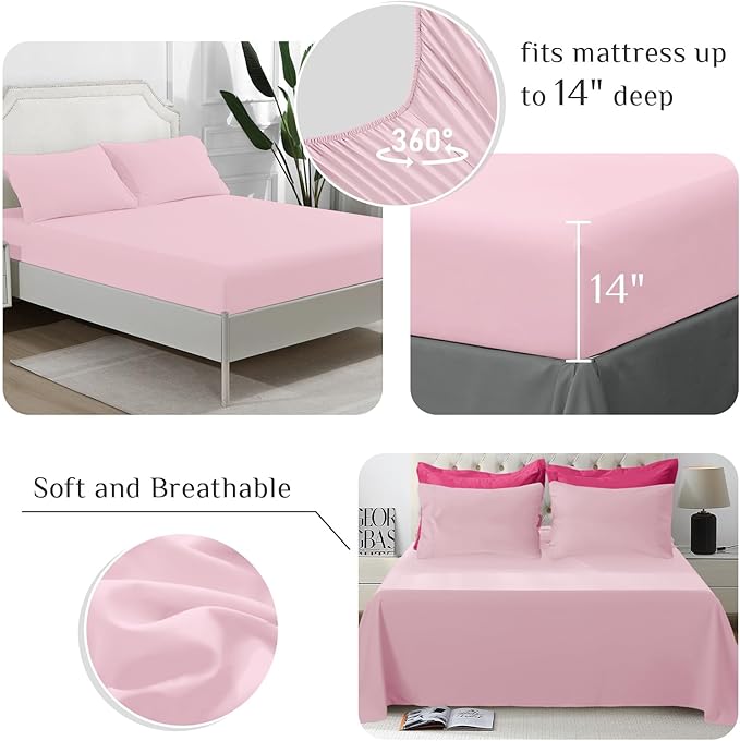 JOLLYVOGUE Twin Comforter Set Ultra-Soft Bed in a Bag Twin Size 5 Pieces Oeko-TEX Certified Bedding Set with Down Alternative Comforter Sheets Pillowcases &amp Shams Hot Pink &amp Baby Pink
