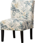 Knocbel Upholstered Accent Armless Chair Living Room Fabric Lounge Chair with Solid Wood Frame &amp Legs (Blue Leaves)