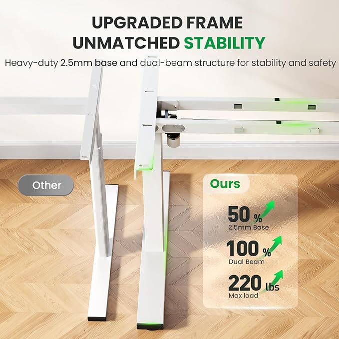 SIAGO Electric Standing Desk Adjustable - 60x28 Inch Sit Stand Desk with 1 Inch Thick Tabletop Double Beam Frame 3 Memory Height Adjustment Cable Management for Home Office