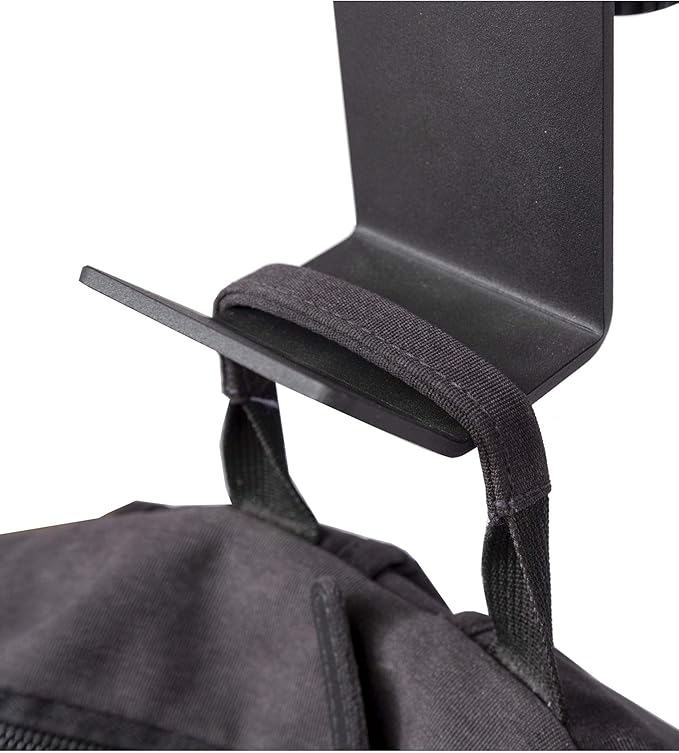 Stand Up Desk Store Clamp-On Under Desk Headphone Hanger Backpack Hook and Purse Holder - Black