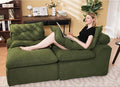 JUSTONE Modular Floor Sofa 2-Seater Armless Chair with Neck Pillow Soft Corduroy Fabric for Living Room Apartment Guest Room Green