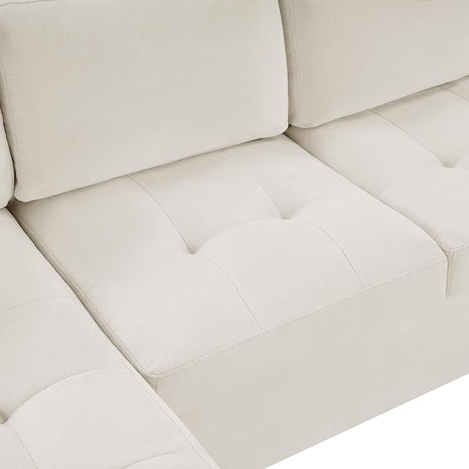 Modern U-Shaped Sectional Sofa 115.7 Corner Sectional Living Room Couch Oversized Sectional with Built-in Cup Holders Storage Space and USB Ports for Living Room (Beige-X22)