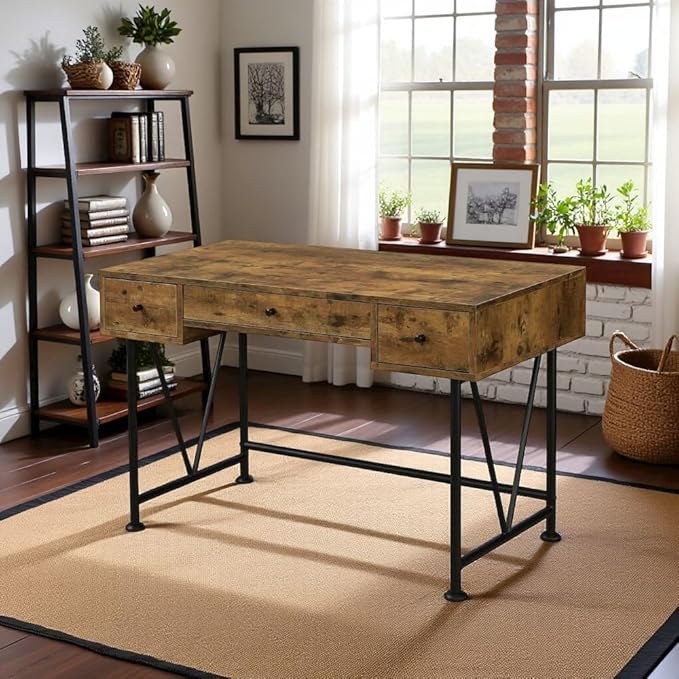 Office Desk with Drawers – Stylish Writing Desk with Storage Computer Desk for Home Office Study Desk with Shelves for Organized Workspace