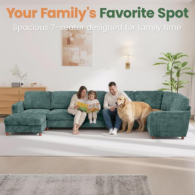 159 Inch Oversized Modular Sectional Sofa with Curved Corner Convertible U/L-Shaped Cloud Couch with Moveable SeatStorage OttomanCupholders Living Room Chenille Fabric Sofa | Breathable material